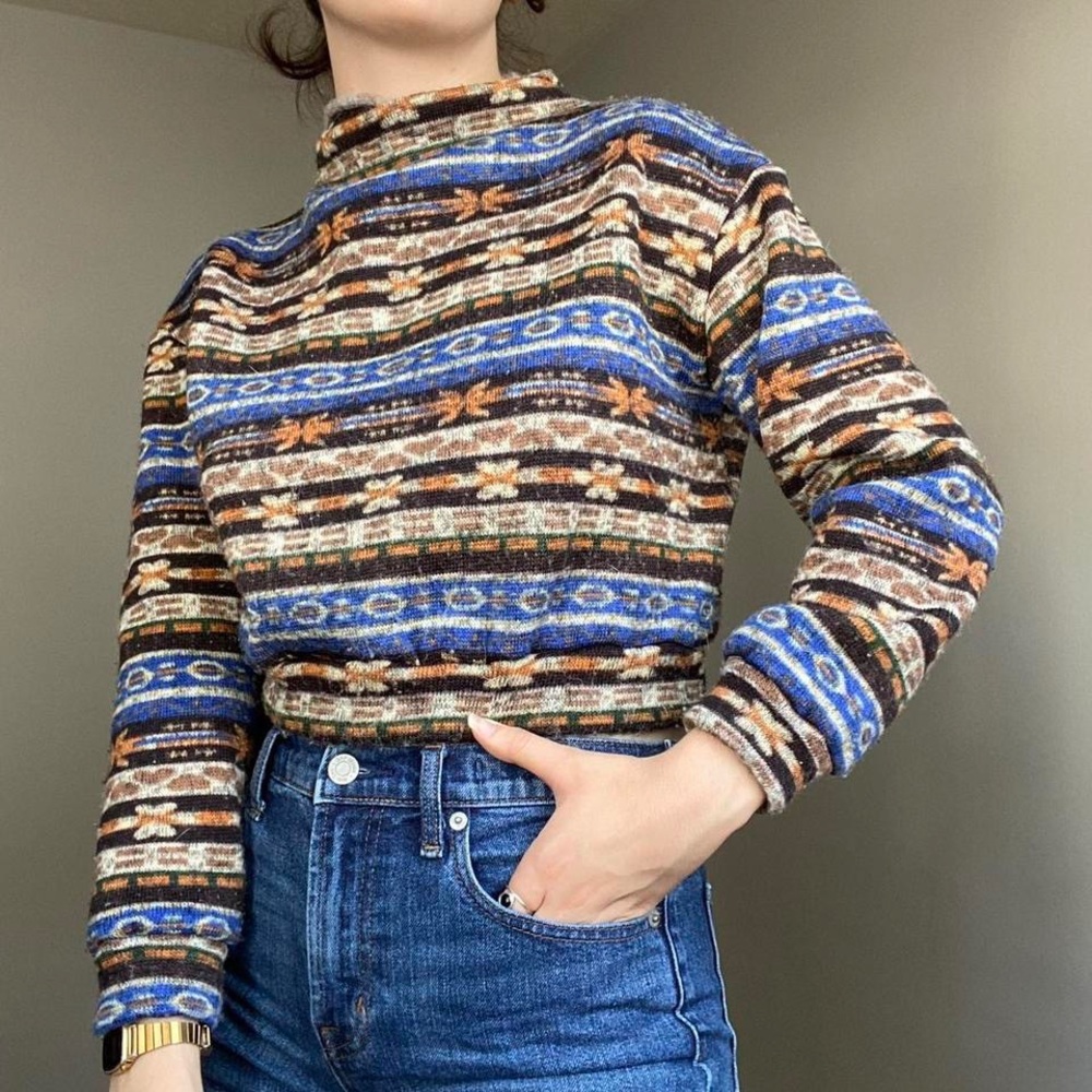 Vintage inspired ZAFUL crop mock neck sweater